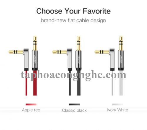 Ugreen 10728 3M màu Đen Cáp âm thanh 2 đầu 3.5mm dương đầu vuông góc mạ vàng AV119 30010728